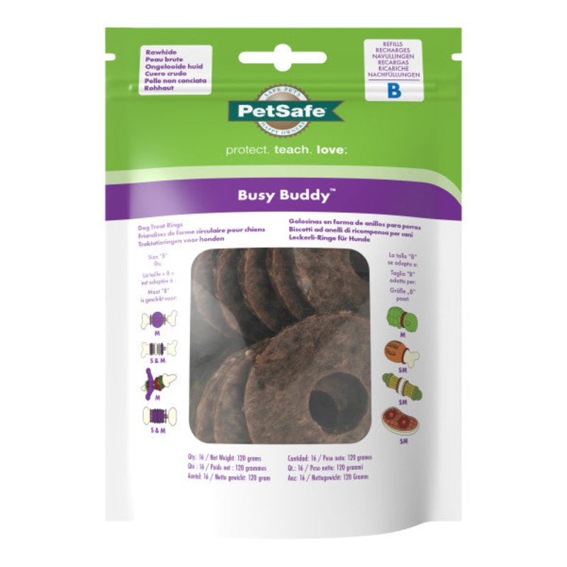 PETSAFE BUSY BUDDY RAWHIDE DOG TREAT RINGS SIZE B REFILL
