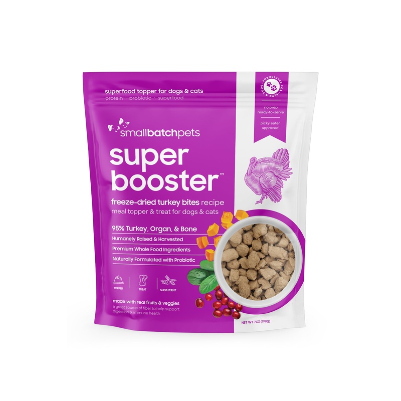Small Batch Turkey Small Bites Freeze Dried Super Booster Topper for Pets 7 oz