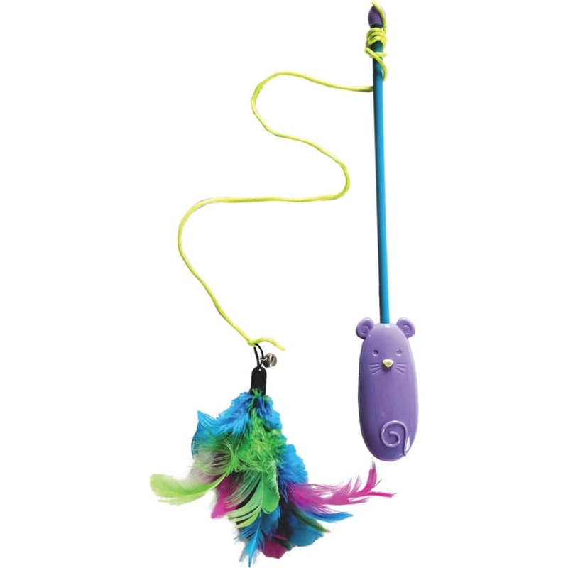 SPOT LASER & FEATHER WAND 12 IN ASSORTED