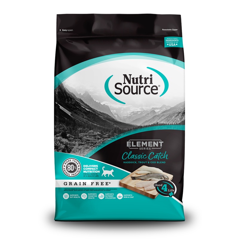 NutriSource Element Series Classic Catch Grain Free Haddock, Trout & Cod Blend Cat Food 11 Lb