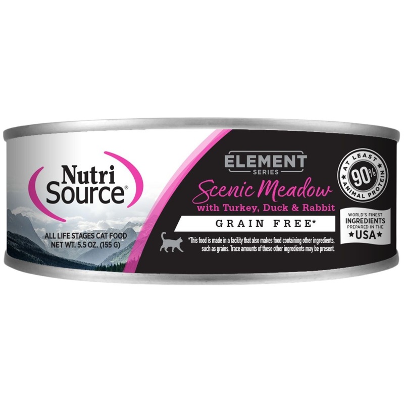 NutriSource Grain Free Element Scenic Meadow Wet Cat Food – Turkey, Duck, & Rabbit – 5.5oz Can