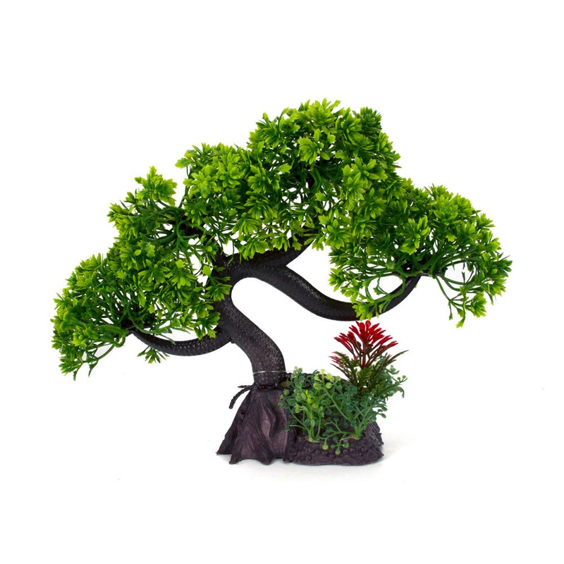 AquaFit Green Slanting Bonsai Plastic Plant 11″