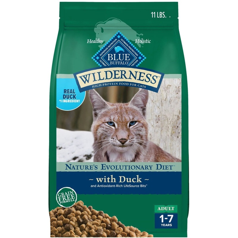 Blue Buffalo Wilderness Grain Free Natural Duck High Protein Recipe Dry Cat Food 11 lb