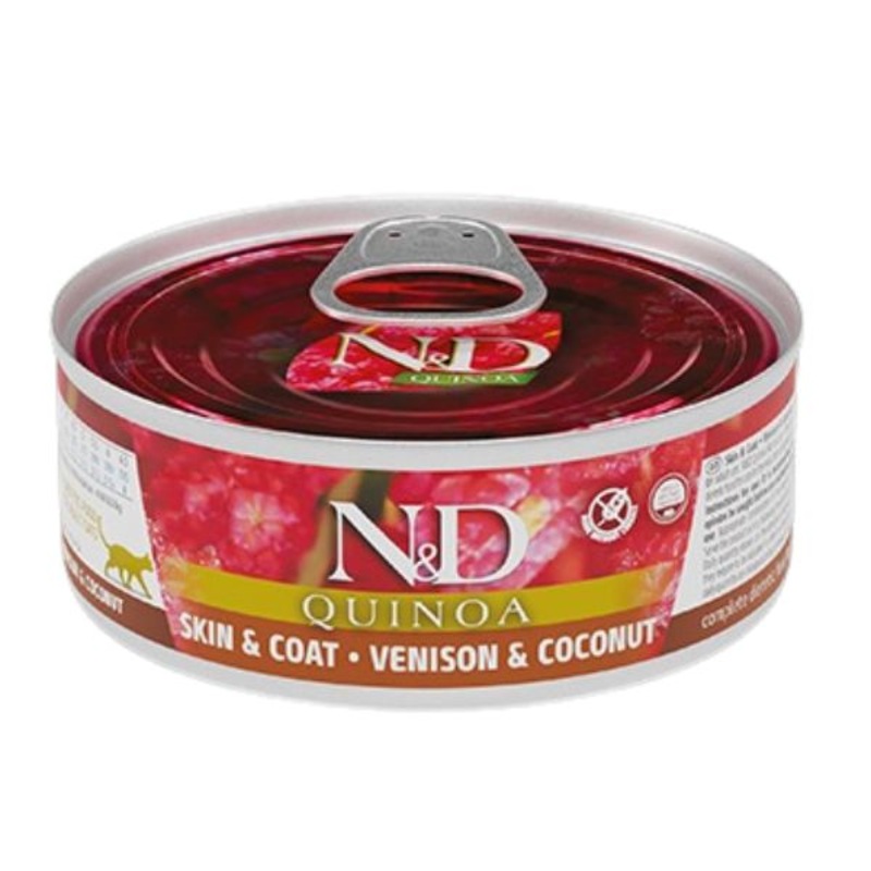 Farmina N&D Quinoa Functional Skin & Coat Wet Cat Food – Venison & Coconut – 2.8oz