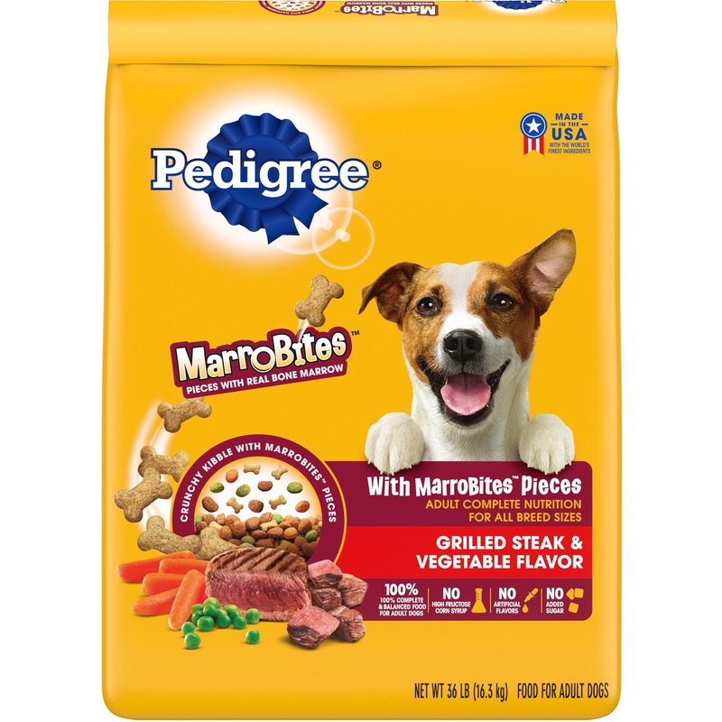 Pedigree w/MarroBites Steak & Vegetable Flavor Pieces Adult Dry Dog Food, 36 lbs