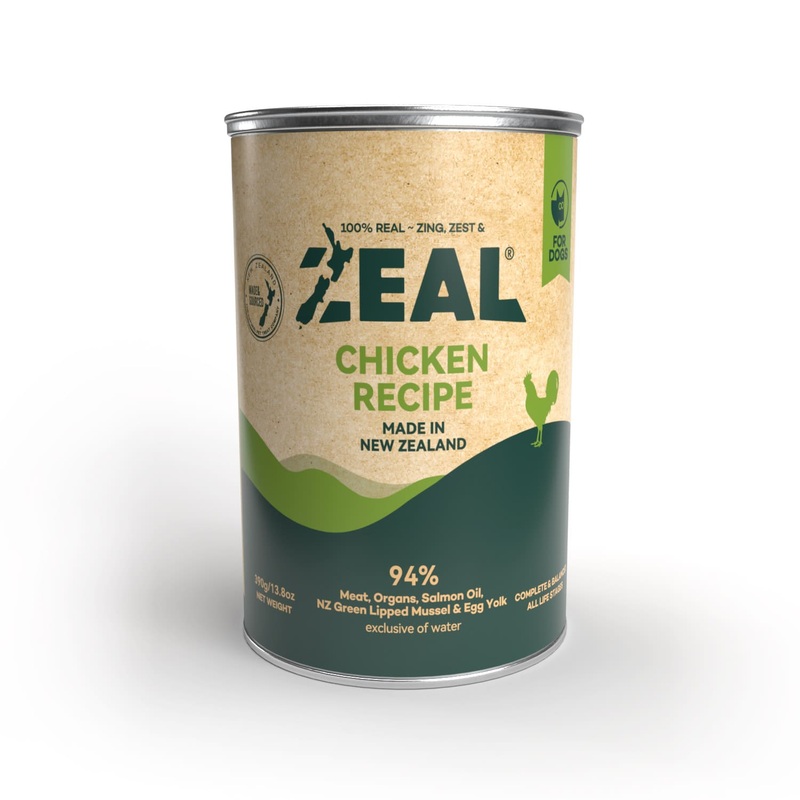 Zeal Grain Free Canned Dog Food 390g  (Chicken Recipe)