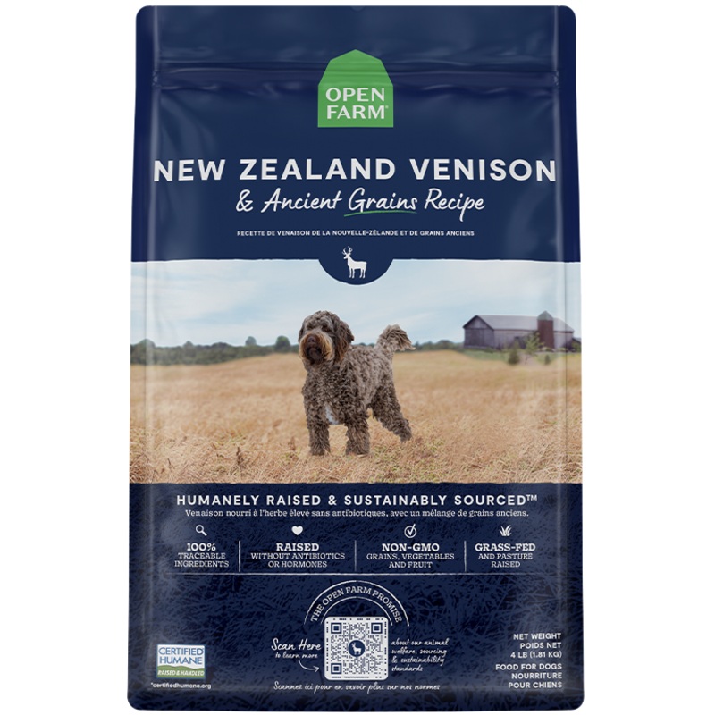 Open Farm New Zealand Venison & Ancient Grains Dry Dog Food 4 LB