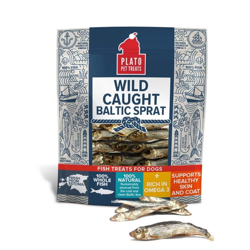 Plato Wild Caught Baltic Sprat Fish Treat for Dogs 3 oz