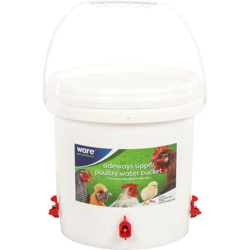 WARE SIDEWAYS SIPPER POULTRY WATER BUCKET 2.5 GALLON WHITE