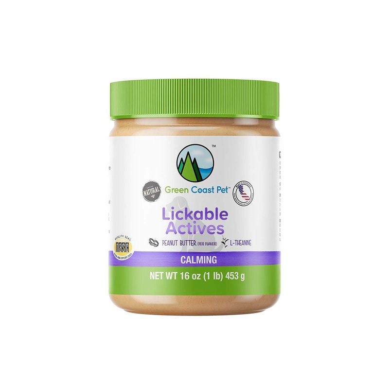 Green Coast Pet Lickable Actives Peanut Butter Flavor Calming Formula Dog Supplement 16 Oz