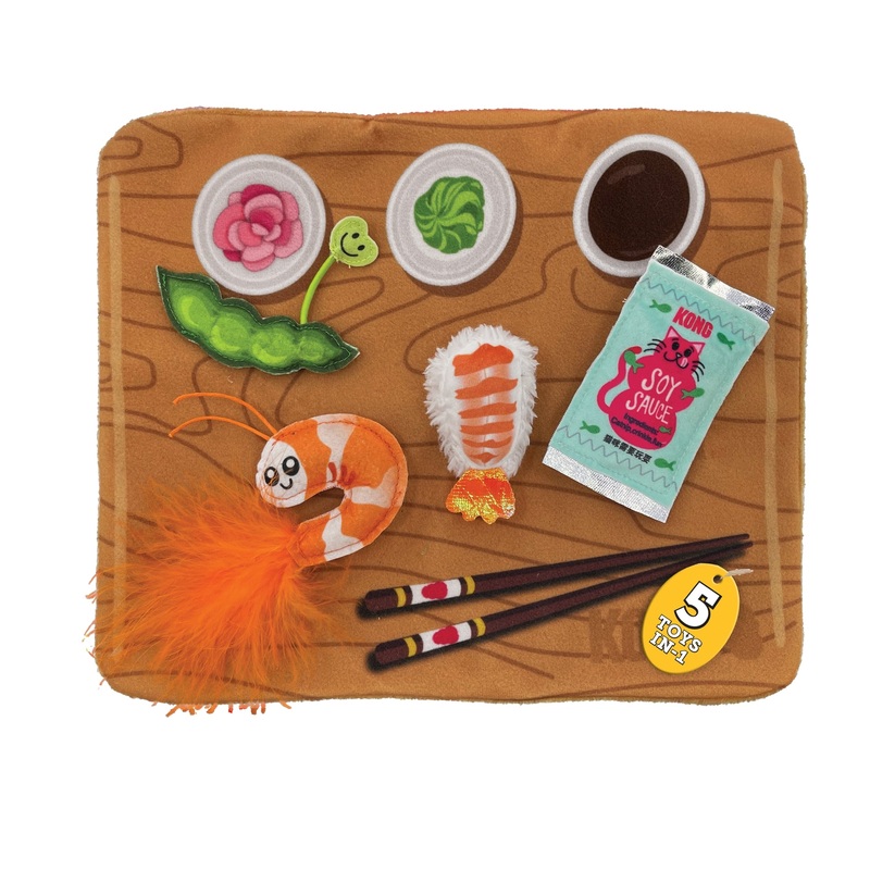 KONG Pull-a-Partz Sushi Cat Toy  Interactive and Engaging Cat Toy for Hours of Fun