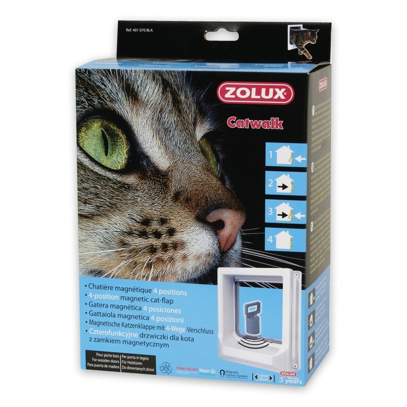Magnetic Cat-flap for Wooden Door – White