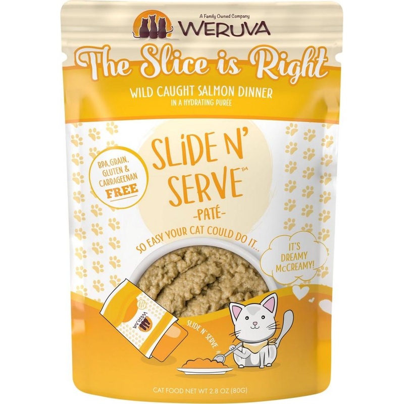 Weruva Slide N’ Serve Grain Free The Slice is Right Wild Caught Salmon Dinner Wet Cat Food Pouch