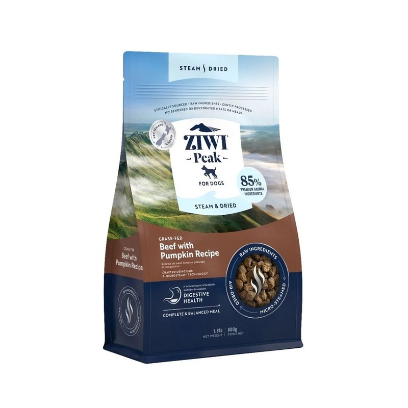ZIWI Peak Steam & Dried Grass-Fed Beef with Pumpkin Recipe Dry Dog Food – 3.2kg