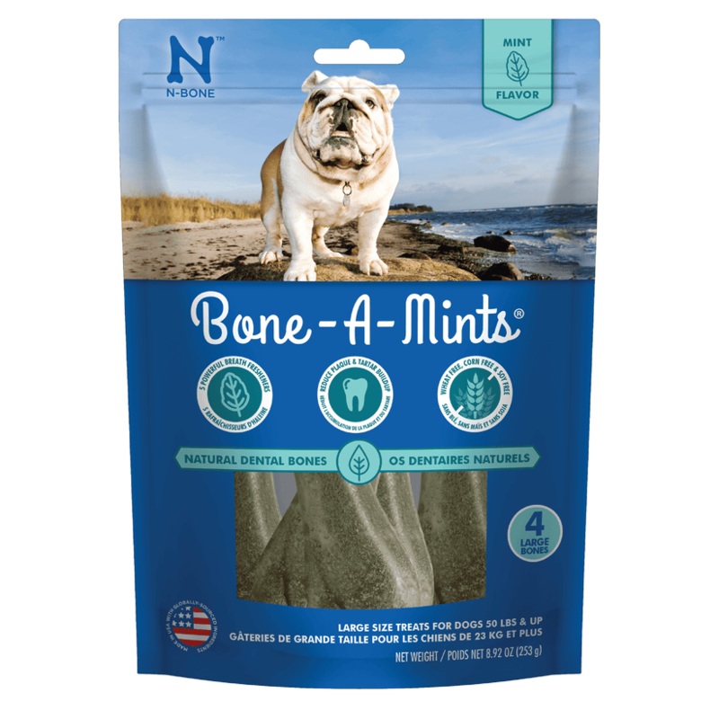 N-Bone Bone-A-Mints Large Natural Dental Bones (4 Count 8.92 oz.)