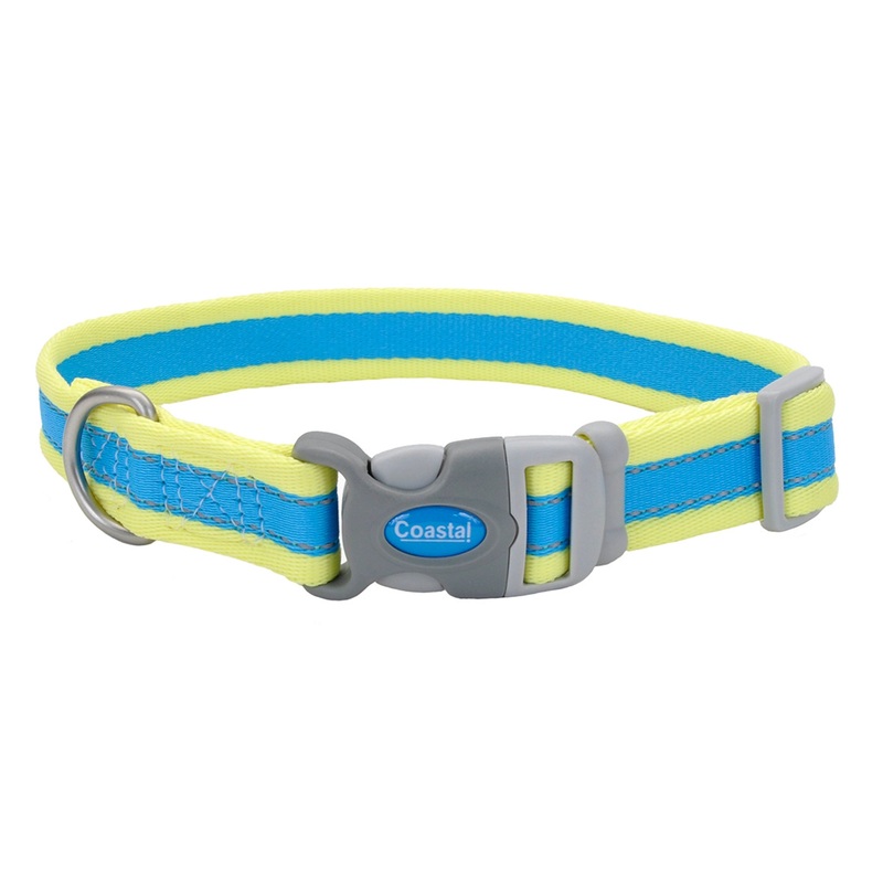 Pro Reflective Adjustable Dog Collar, Blue and Yellow, Medium Medium – 1″ x 14-20″