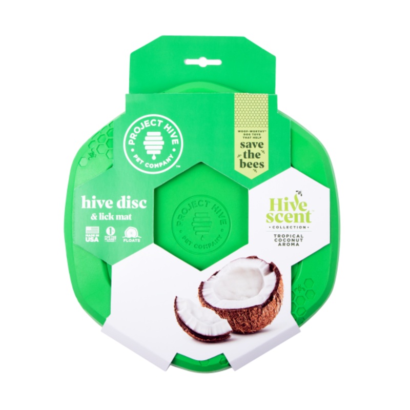 Project Hive Disc & Lick Mat Tropical Coconut Scent Dog Toy