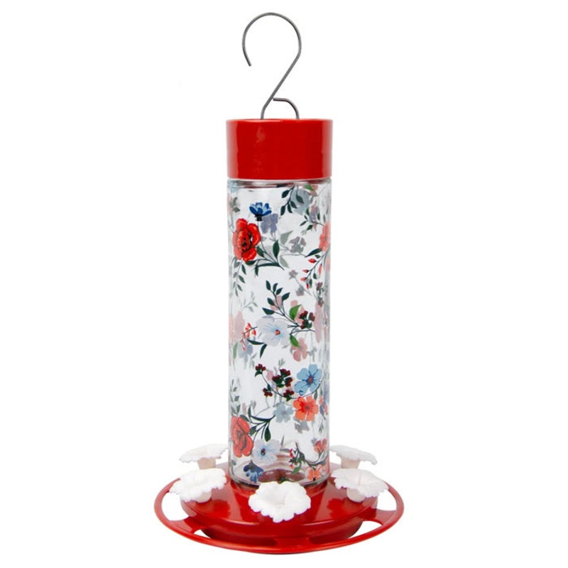 Vintage Blossom Decorative Glass Hummingbird Feeder