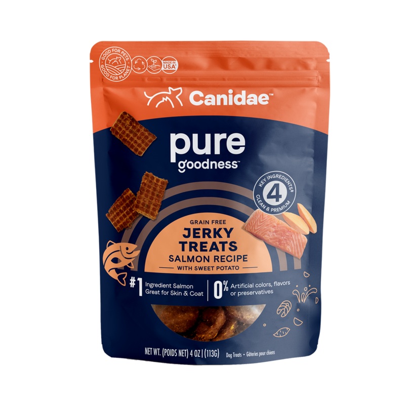Canidae Pure Grain Free Dog Jerky Treats – Salmon Recipe with Sweet Potato (4 oz)