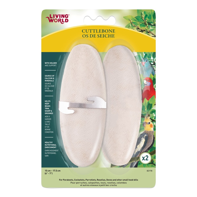 Living World Cuttlebone with Holder – Large – 15 – 18 cm (6in – 7in) – Twinpack