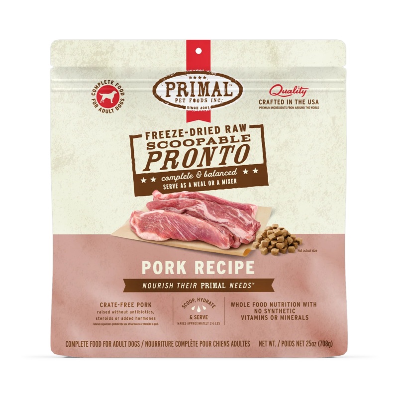 Primal Freeze-Dried Raw Scoopable Pronto Dog Food Pork Recipe – 25oz