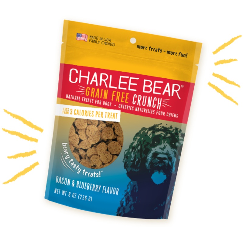 Charlee Bear Grain Free Crunch Bacon & Blueberry Dog Treats 8 oz