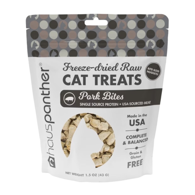 Freeze-Dried Raw Pork Bites Single Protein Grain-Free Cat Treats 1.5oz