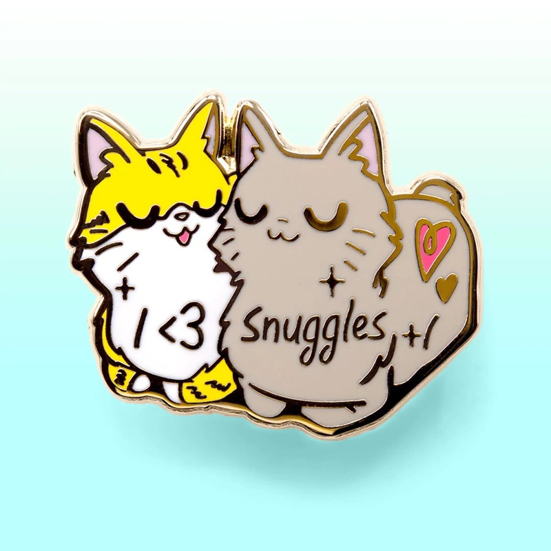 I Heart Snuggles Cuddling Cats Hard Enamel Pin