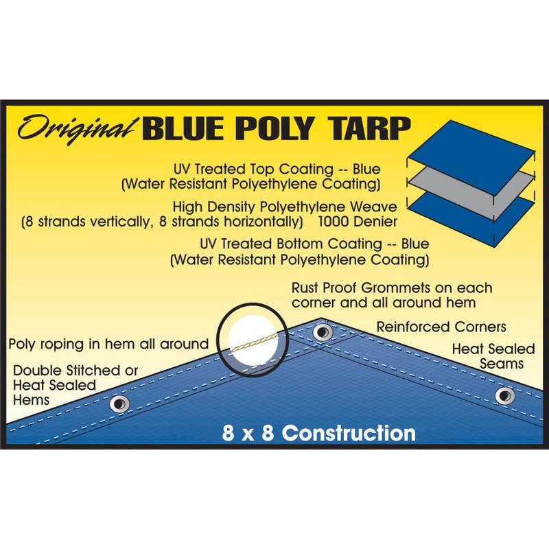 Dize Weathermaster Original Blue Poly Tarp 8′ x 10′ Blue