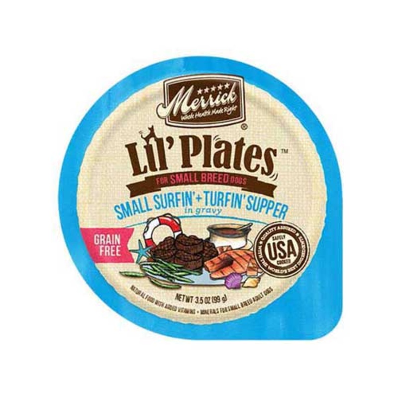 Merrick Lil Plates Grain Free Small Surfin’ & Turfin’ Supper Wet Dog Food 3-oz. Cup