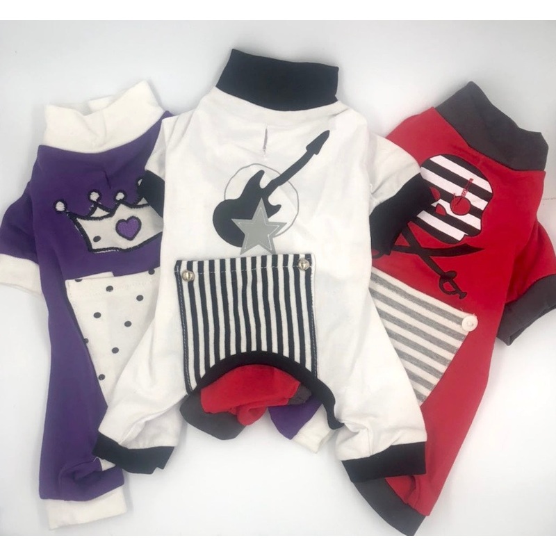 Cotton Pajama with Bum Pocket Rock & Roll White XS