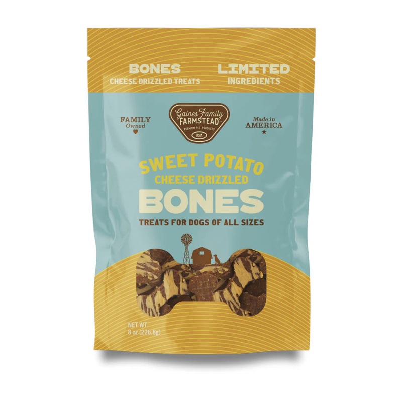 Gaines Family Farmstead Cheese Drizzled Sweet Potato Bones Dog Treats 8-oz