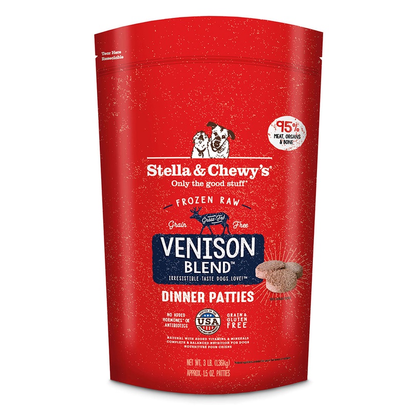 Stella and Chewy’s Frozen Raw Patties – Venison Blend 3lb bag of 1.5oz patties
