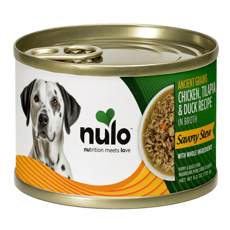 Nulo Ancient Grain Savory Stew Chicken, Tilapia & Duck Stew Recipe for Dogs