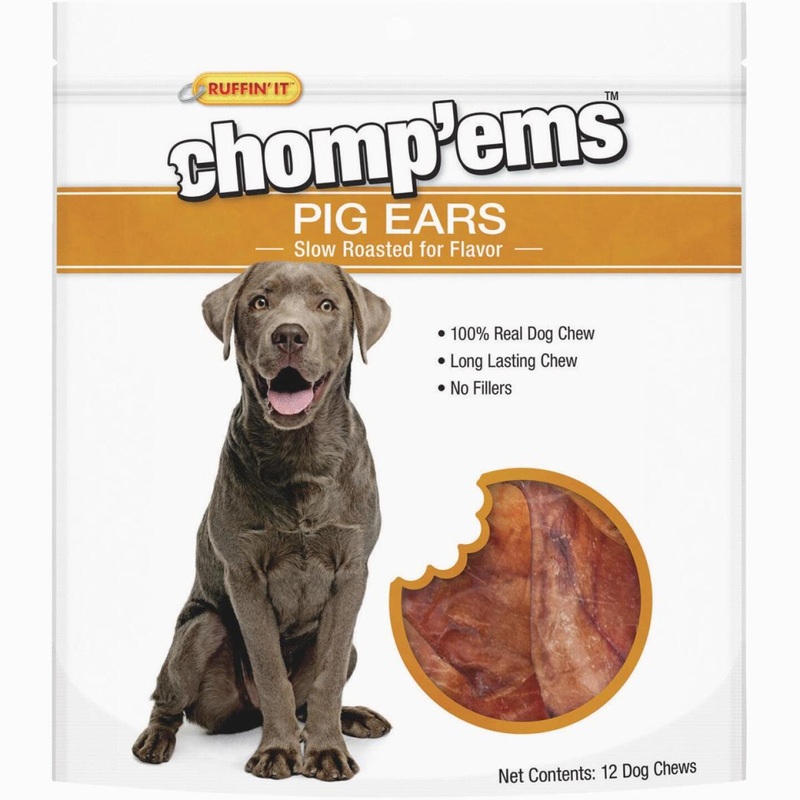 Ruffin’ it Chomp’ems Natural Flavor Pig Ear Dog Treat (12-Pack)