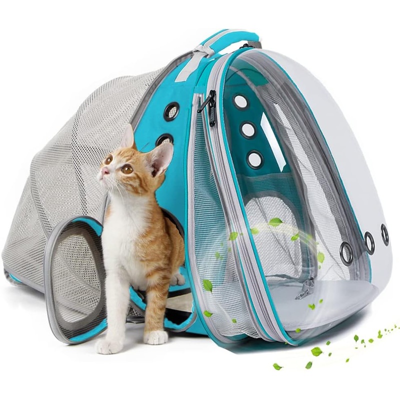 Dual Expandable Cat Backpack Carrier, Fit up to 20 lbs, GREEN