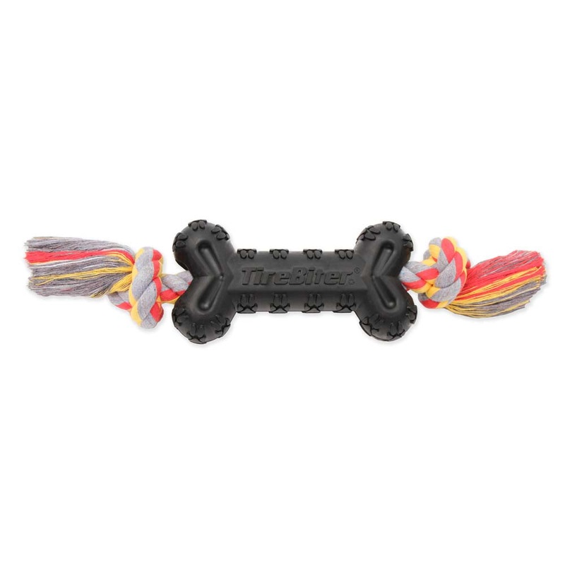 Mammoth Pet Large 7.25-in TireBiter Advanced Bone with Rope Dog Toy Large