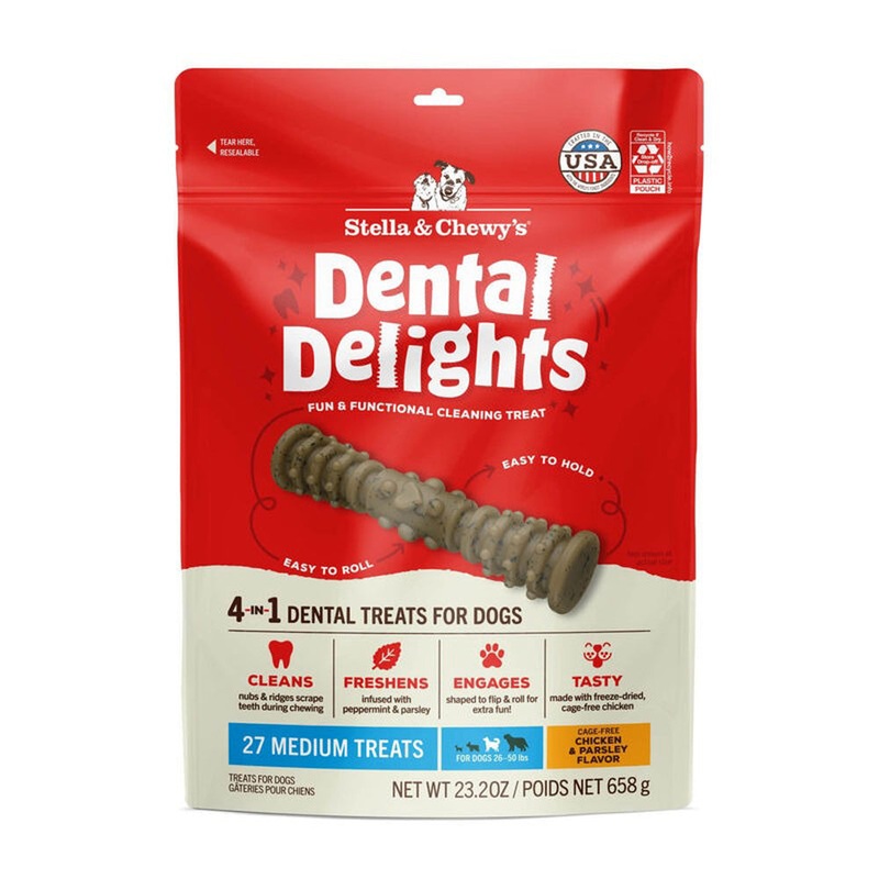 Stella & Chewy’s Dental Delights Dog Treats Medium 27 Count
