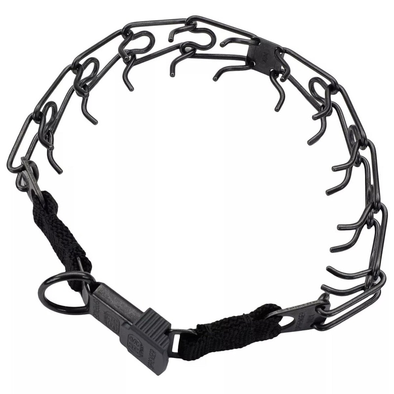 Herm. Sprenger Black Stainless Ultra-Plus Dog Prong Training Collar with ClicLock 18″