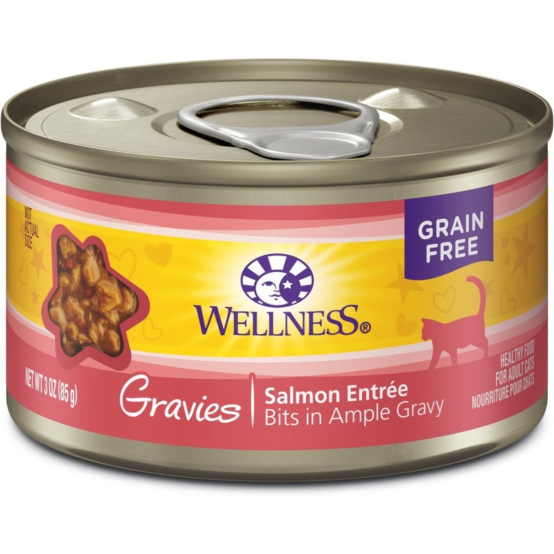Wellness Natural Grain Free Gravies Salmon Dinner Canned Cat Food 3 oz