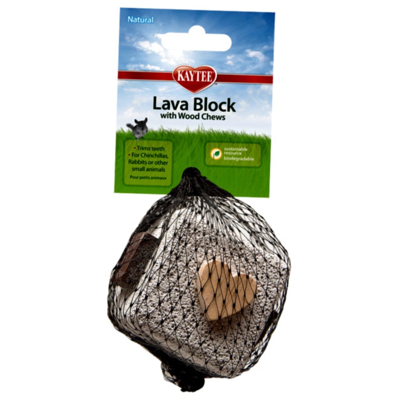 Lava Block with Wood Chews Volcanic Stone & Wood Small Animal Chew Toy 2.25-in