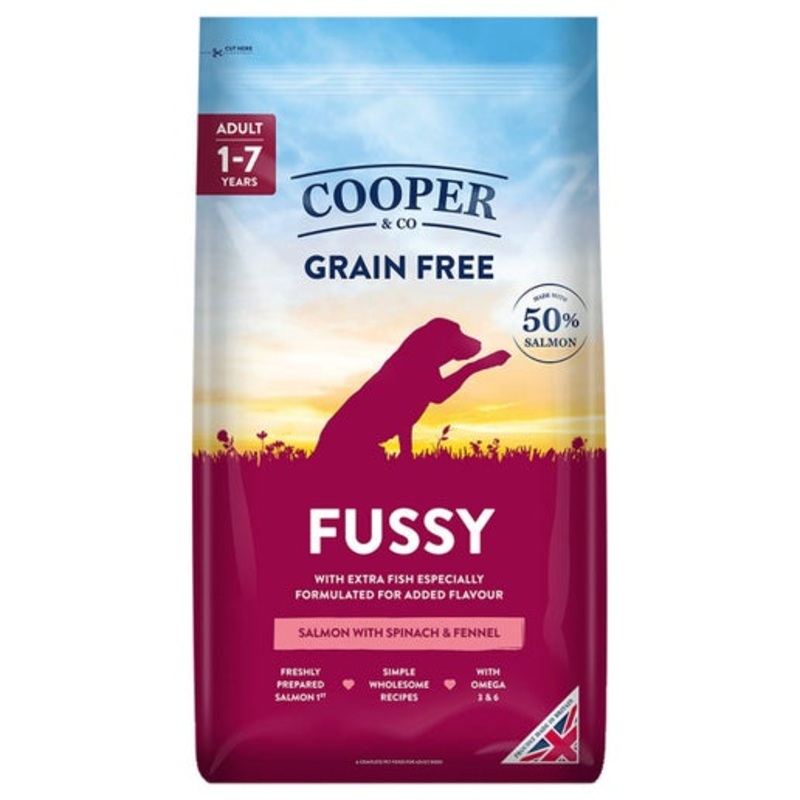 Cooper & Co Fussy Adult dry Dog Food – Salmon with Sweet Potato, Spinach and fennel – 10kg