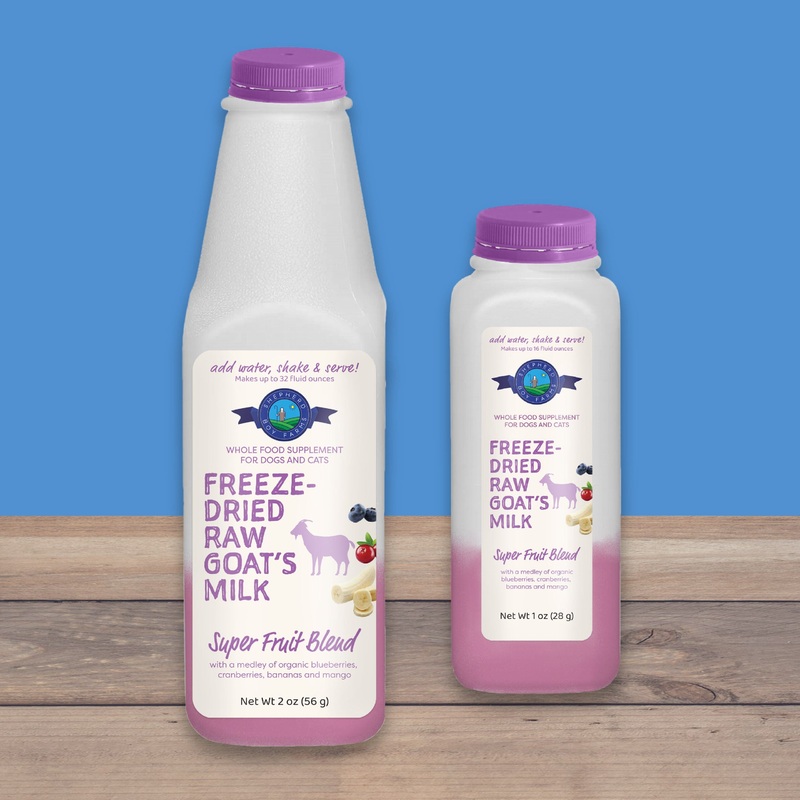 Shepherd Boy Farms Freeze-Dried Raw Goat’s Milk Super Fruit Blend For Dogs & Cats Small (makes 16 fl oz)