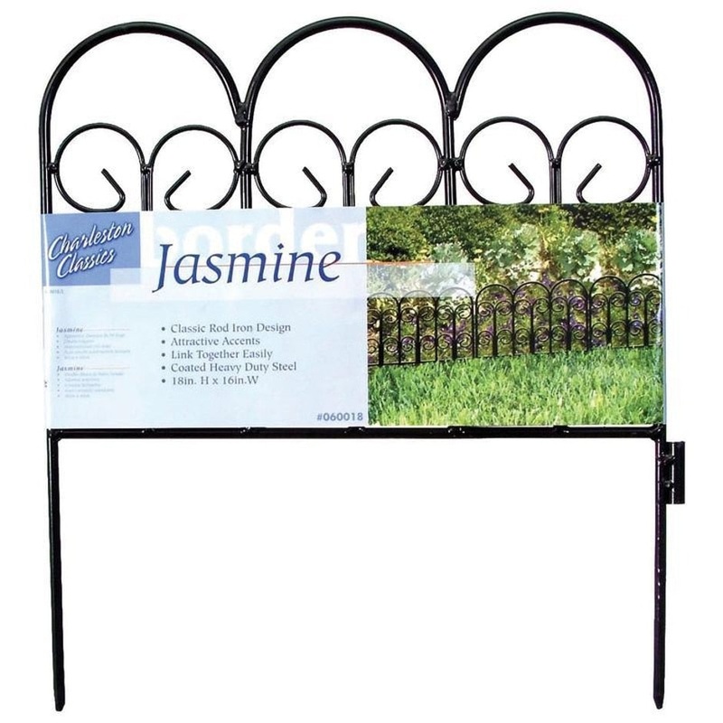 CHARLESTON CLASSICS JASMINE BORDER FENCE 18X16 INCH BLACK