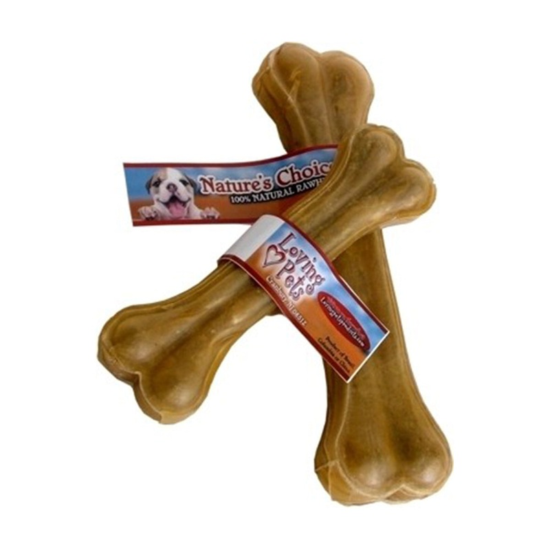 Loving Pets Natures Choice Pressed Rawhide Bone Dog Treats 10 Inch X 10 Count