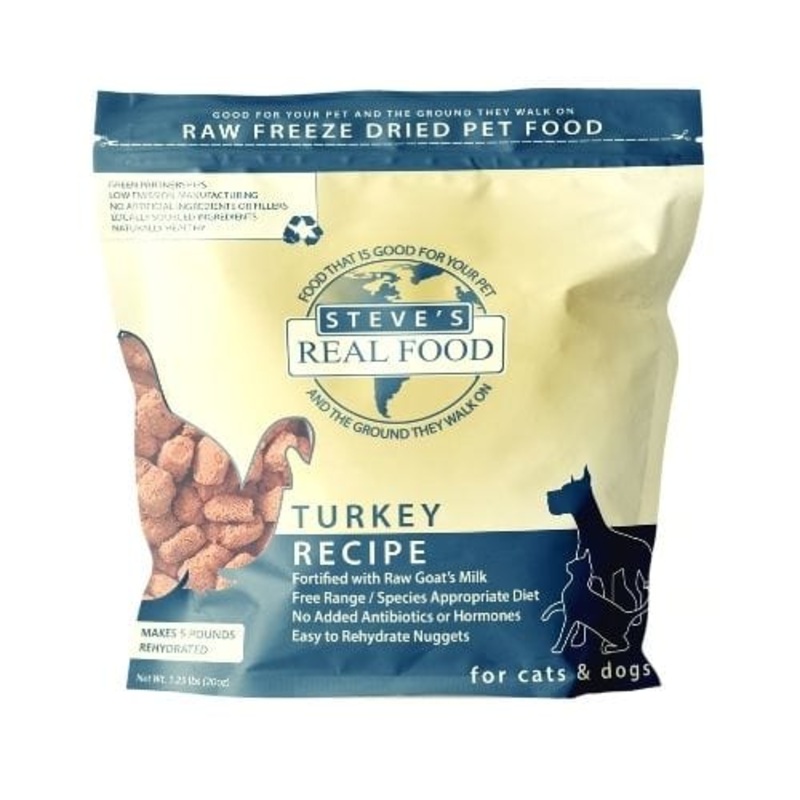 Steve’s Real Food Freeze-Dried Raw Turkey Diet for Dogs & Cats 1.25 lb