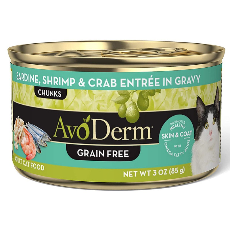 AvoDerm Grain-Free Wet Cat Food – Sardine, Shrimp & Crab – 3oz Can
