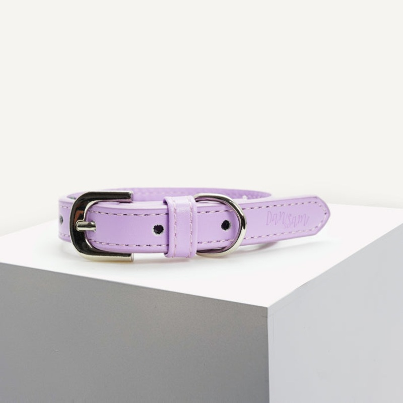 Dan & Sam – Vegan Leather Dog Collar (Lilac) Large