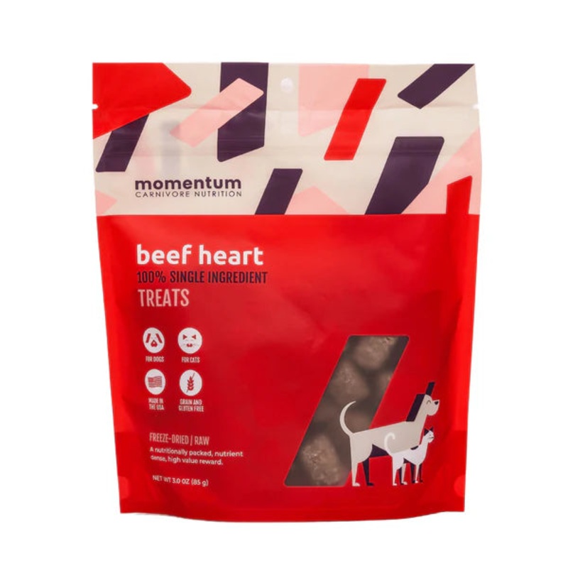 Momentum Freeze-Dried Beef Heart Treats for Dogs & Cats 3.5 oz