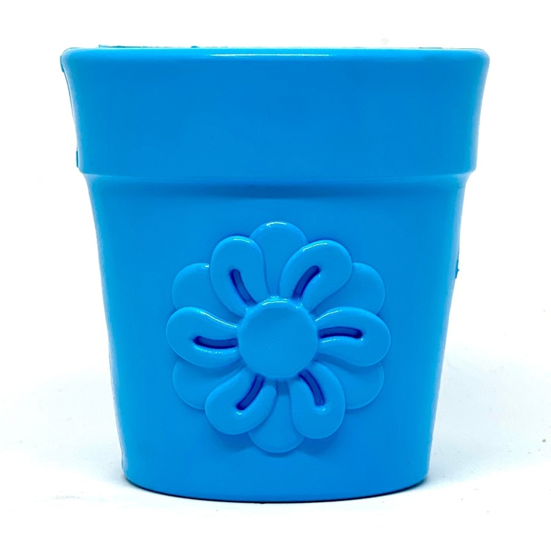 SodaPup Durable PUP-X Flower Pot Treat Dispenser & Enrichment Toy Blue Large